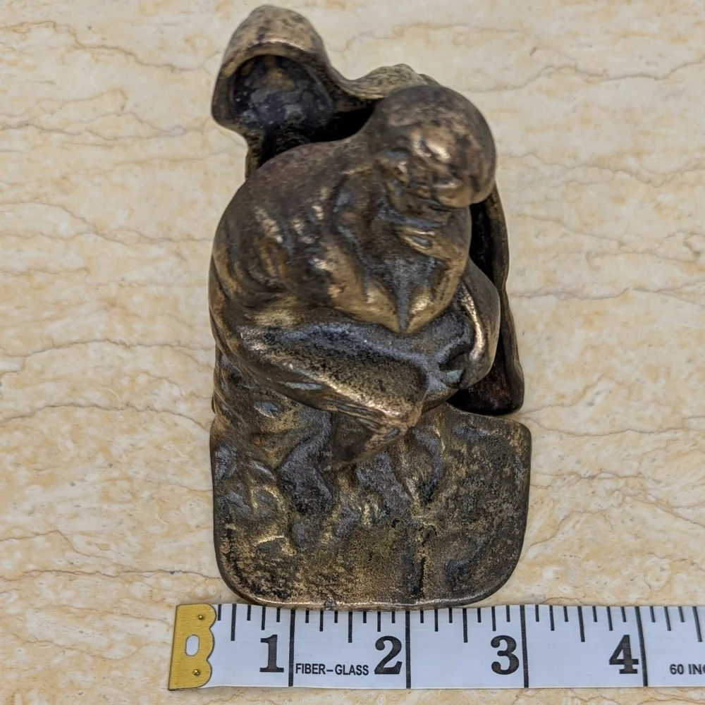 Vintage Brass The Thinker By Rodin Metal Sculpture Bookends Art Deco Old World